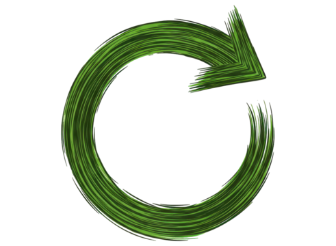 Textured green circular arrow symbol for refresh, reload, or recycling concepts.