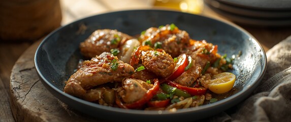 Sesame Chicken Stir-Fry with Peppers and Lemon