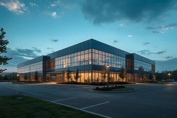Obraz premium Modern corporate office building in office park.
