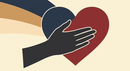 Obraz premium Diverse hands and hearts coming together in a symbol of love, unity, and support for a stronger community and shared future