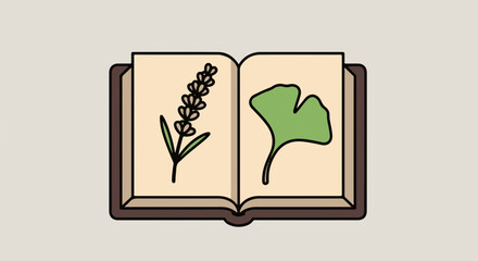 Aesthetic Botanical Journal with Hand-Drawn Illustrations of Lavender and Ginkgo Leaves for Holistic Wellness and Herbal Studies