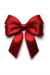 Red ribbon isolated on white. Red bow