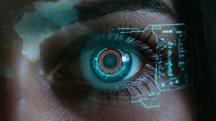Futuristic Eye Scan with Digital Overlay and Data Interface. - Powered by Adobe