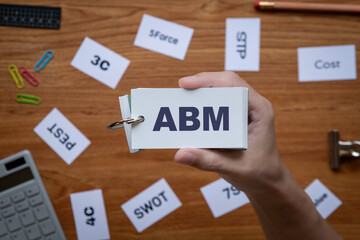 There is word card with the word ABM. It is an abbreviation for Account Based Marketing as eye-catching image.