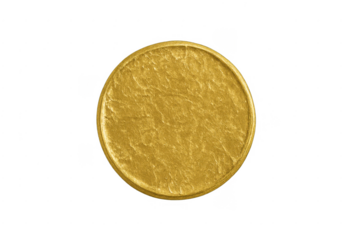 Blank gold coin or medallion with texture on transparent background