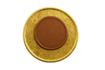 Gold brown blank wax seal on transparent background
