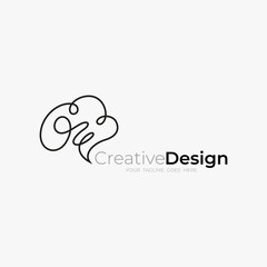 brain logo with abstract linear design style