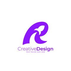 Rocket letter R logo with flat design style