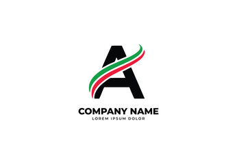 Letter A with swoosh Logo design for your company branding