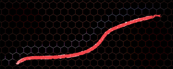 Futuristic Hexagonal Grid Background with Red Brush Stroke – Modern Tech, Automotive, Cyber, and Creative Trend Design