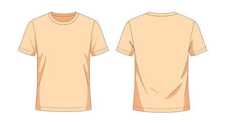 Naklejka premium Minimalist beige t-shirt design showcasing front and back views with clean lines and simple style on dark background for apparel innovation