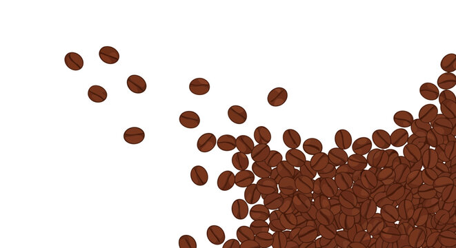 Minimalist Coffee Bean Scatter on Black Background With Transparent Effect for Premium Coffee Branding