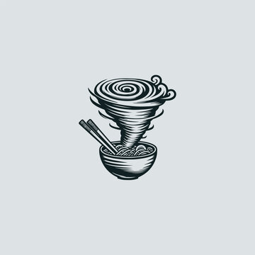 Ramen tornado logo style icon design template vector illustration 