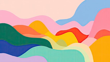 Colorful abstract landscape with layered hills and smooth gradients