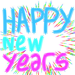 Colorful glitch-style Happy New Year text for festive celebration graphics and modern designs