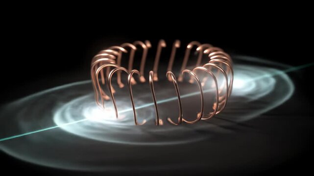 Coil of wire with a galaxy background.