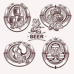 Beer labels and icon set. Collection icon beer. Vector