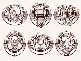 Beer labels and icon set. Collection icon beer. Vector