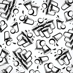 Beer pong pattern background set. Collection icon beer pong. Vector