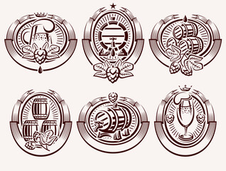 Beer labels and icon set. Collection icon beer. Vector