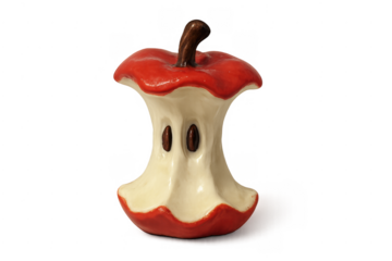 Apple core sculpture showing fruit waste and decay concept