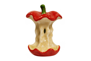 Ceramic apple core object showing consumption and waste