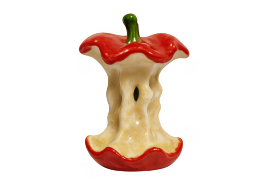 Ceramic apple core object showing consumption and waste