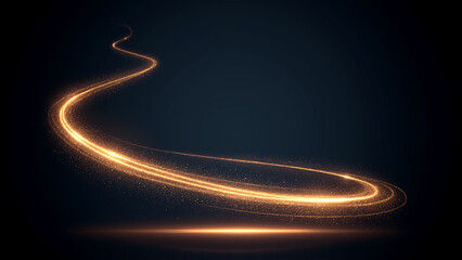 空間を走る金色の輝く光の軌跡