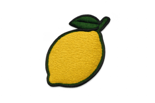 Lemon fruit embroidery patch design transparent background