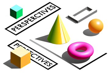 Geometric shapes and text elements arranged in a dynamic composition isolated on transparent background