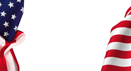 Dynamic American flag waves creating patriotic space for your message and designs