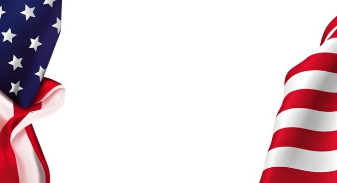 Dynamic American flag waves creating patriotic space for your message and designs