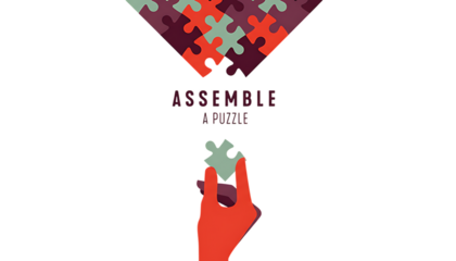 Hand holding a puzzle piece connecting to a fragmented abstract shape isolated on transparent background