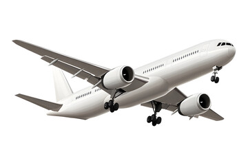 Obraz premium Sleek modern passenger jet aircraft in flight ready for landing, symbolizing global travel and business opportunities