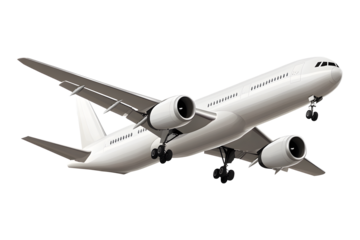 Sleek modern passenger jet aircraft in flight ready for landing, symbolizing global travel and business opportunities