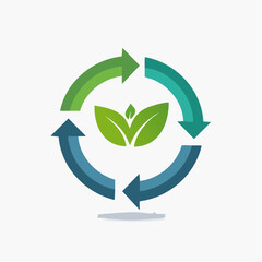 Obraz premium Circular Arrows with Leaf Symbolizing Renewal and Sustainability.