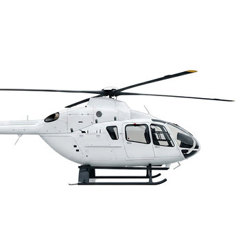 A White Helicopter in Profile Against a Black Background Shows Clean Design and Aerodynamic Shape Perfect for Aviation Concepts