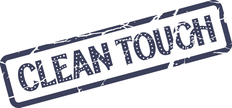 Distressed Clean Touch rubber stamp for purity, hygiene, and delicate handling