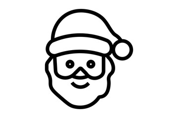 The image shows a simple black-and-white line art illustration of Santa Claus’s face