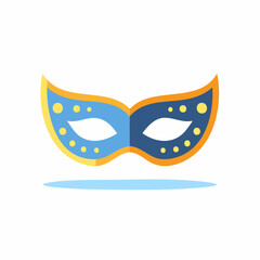 Colorful Blue and Gold Carnival Mask Illustration.