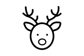 This is a simple, black-and-white line art illustration of a reindeer's head.