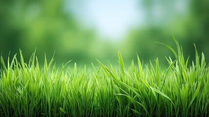 Obraz premium Lush Green Grass with Blurred Natural Background Perfect for Nature, Outdoors, and Fresh Atmosphere in Seasonal and Summer Themes
