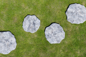 公園の芝と渡石のCG画像