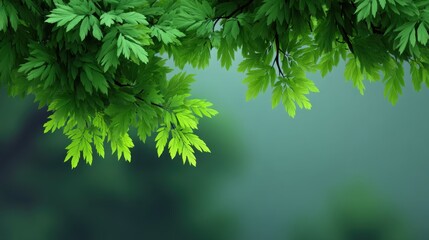 Fototapeta premium Close-up View of Lush Green Leaves Against a Soft Focus Background, Perfect for Nature and Environmental Themes in Stock Photography