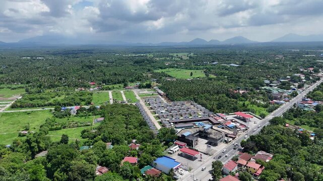 4K Aerial Drone of Coconut Trees and House at Quezon Province Philippines