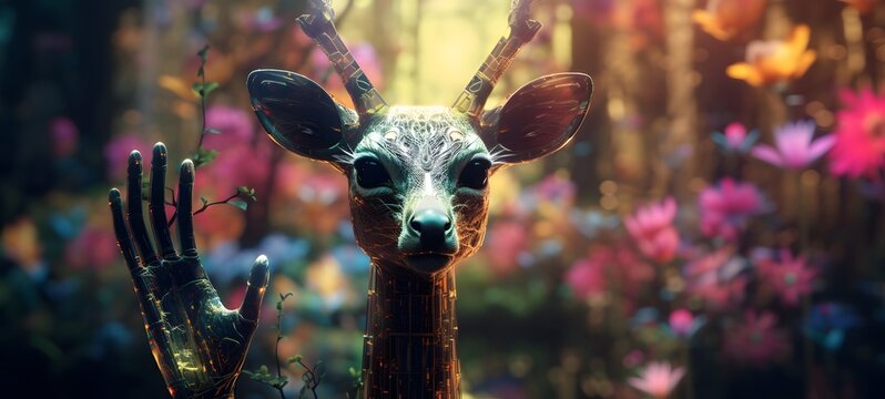 A rabit f a small creature made of glass that is sitting in the palm of your hand,generative AI