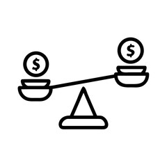 A financial concept of balance illustrated with scales and dollar symbols