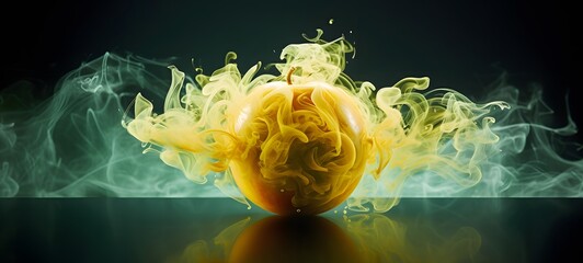 a light honeydew  coming out of the smoke ,generative AI