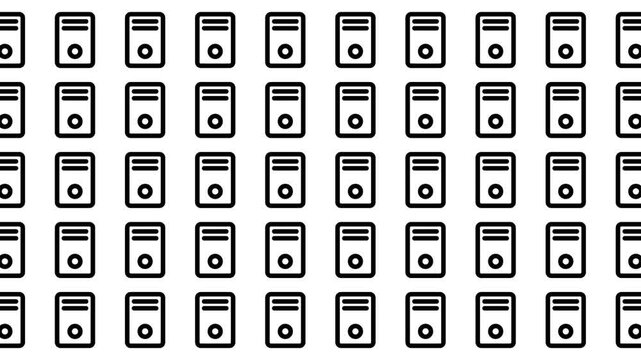 Computer tower icons grid pattern. Ideal for technologythemed designs, website mockups, and editorial content about computer systems and hardware.