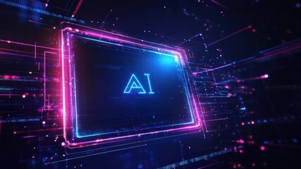 AI letters in a frame in cyberspace. Virtual reality, programming and information technology of the future. Artificial intelligence, digital code data and cybersecurity - Powered by Adobe